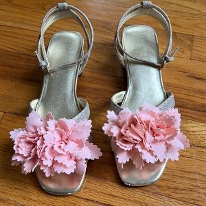Fracomina dressy flower sandals with jeweled heels, size 39 in EUC